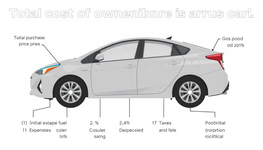 Стоимость владения гибридным автомобилем Toyota Prius. - иллюстрация
