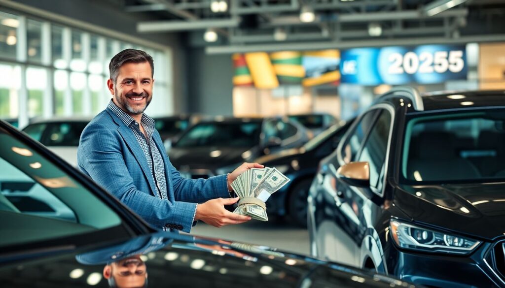 Покупка автомобиля в трейд-ин с доплатой в вашу сторону. - иллюстрация