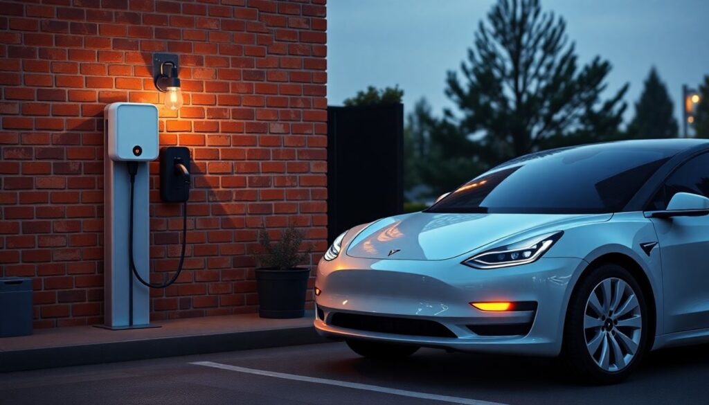 Стоимость зарядки электромобиля дома и на общественных станциях. - иллюстрация