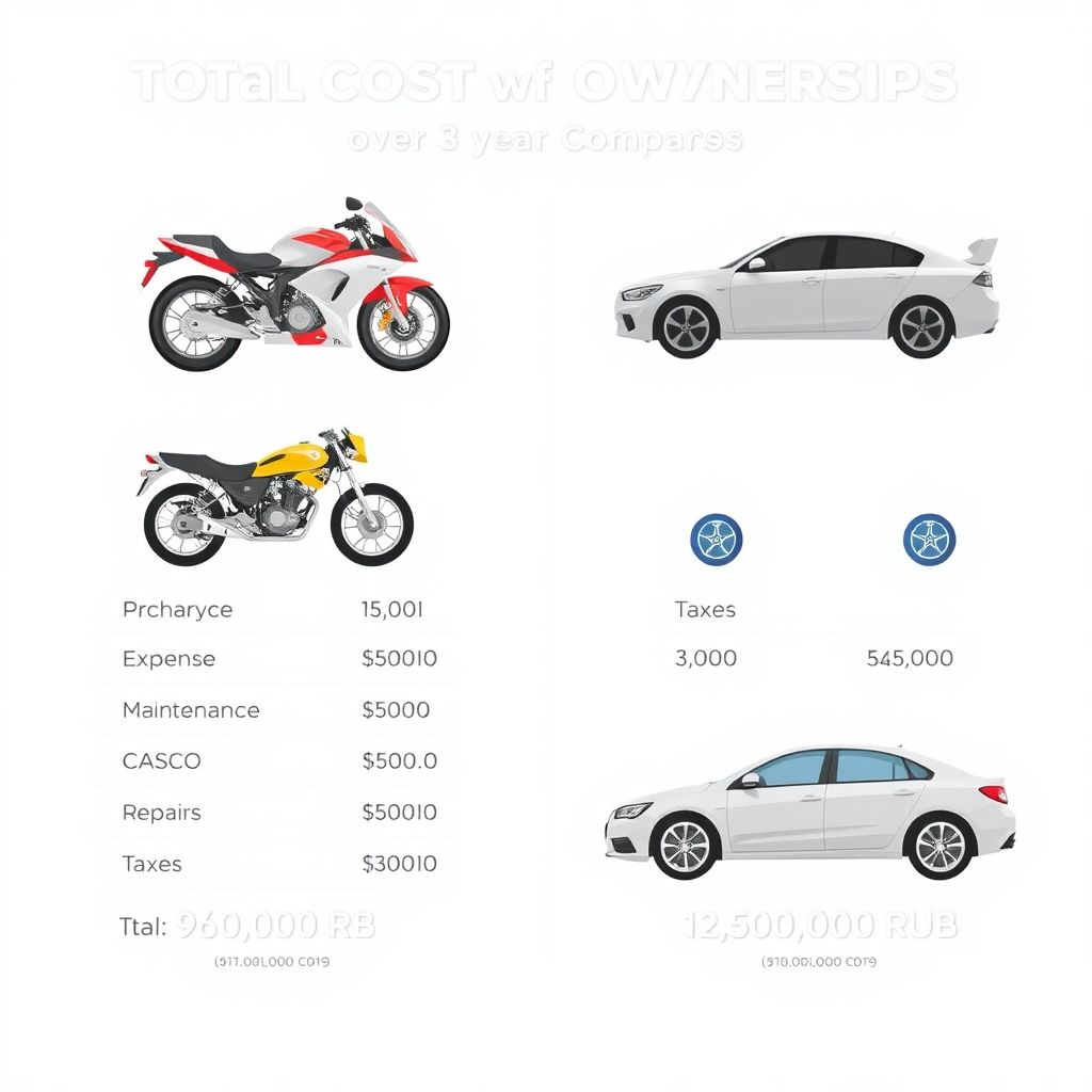 Стоимость владения мотоциклом: сравнение с автомобилем.