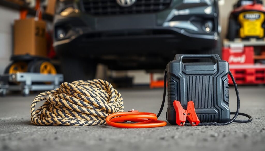 Расходы на буксировочный трос и провода для прикуривания. - иллюстрация