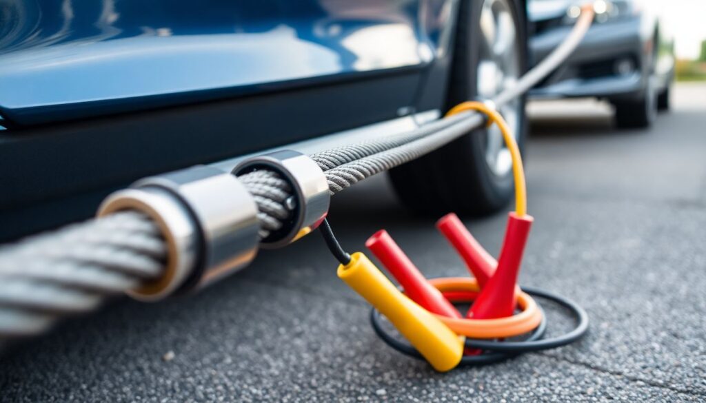 Расходы на буксировочный трос и провода для прикуривания. - иллюстрация