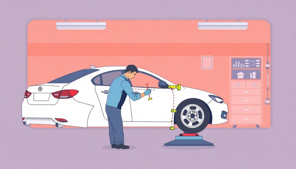 Развал-схождение: стоимость проверки и регулировки в автосервисе Расходы на проверку и регулировку развал-схождения. - иллюстрация