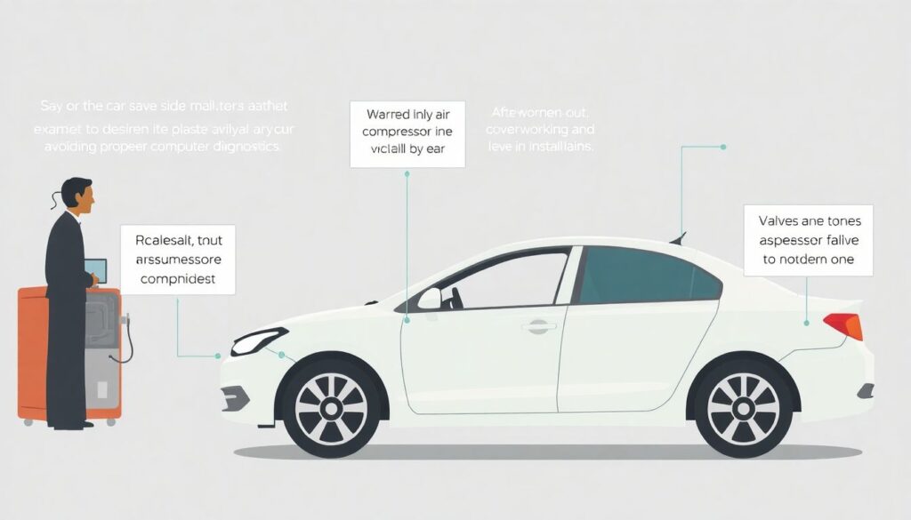 Сколько стоит ремонт пневмоподвески и от чего зависит цена обслуживания Сколько стоит ремонт пневмоподвески. - иллюстрация