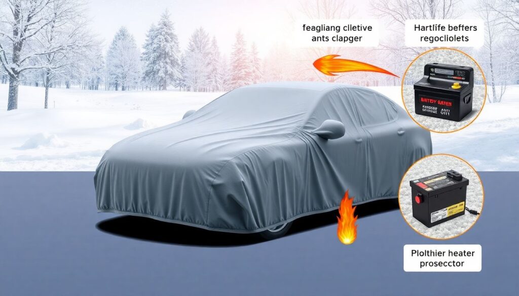 Расходы на автоодеяло и другие средства для зимнего запуска. - иллюстрация