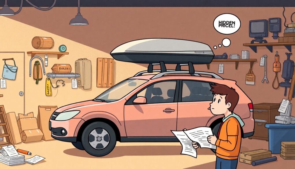 Установка багажного бокса на крышу: сколько стоит и от чего зависит цена Расходы на установку багажного бокса на крышу. - иллюстрация