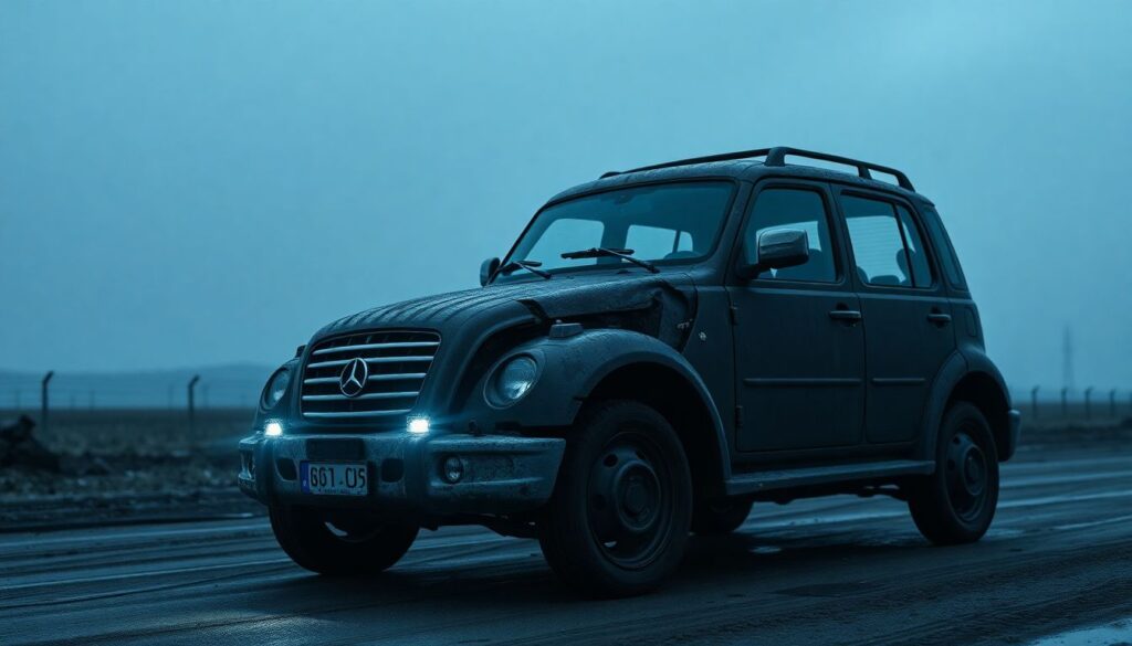 Проверка автомобиля на предмет повреждений от града. - иллюстрация