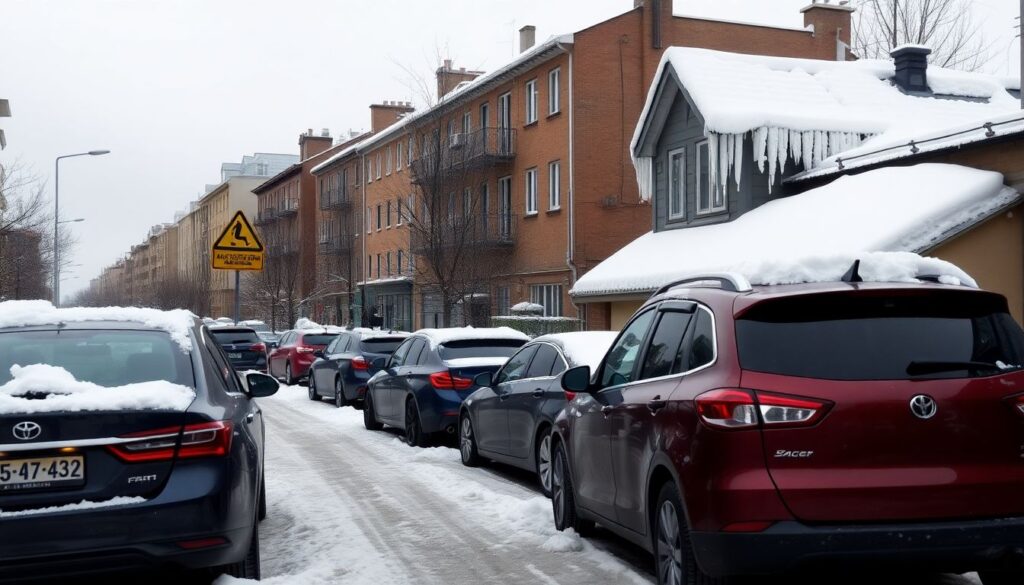 Стоит ли страховать автомобиль от падения сосулек и снега с крыш. - иллюстрация